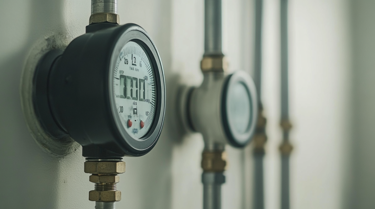 Un gros plan sur un compteur d'eau qui défile malgré l'absence de fuite d'eau