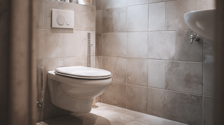 WC suspendu avec mesure de la hauteur d’évacuation – installation aux dimensions optimales pour un confort maximal
