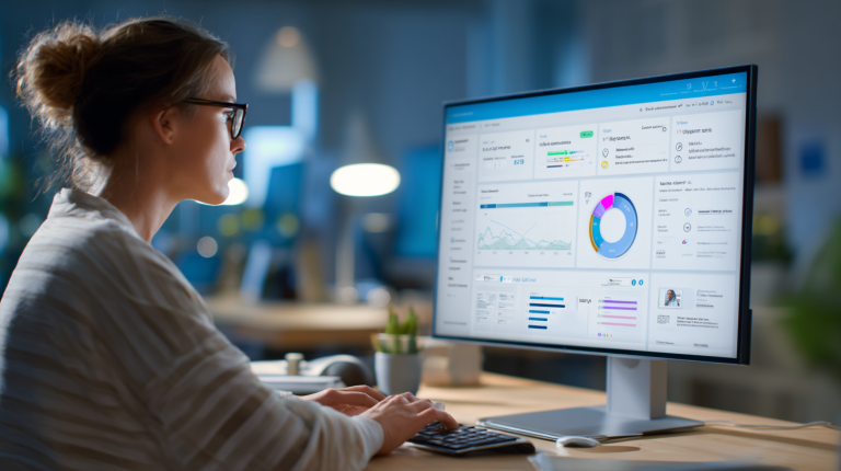 Interface IAD Intranet affichant des tableaux de bord immobiliers et outils de suivi de performance.