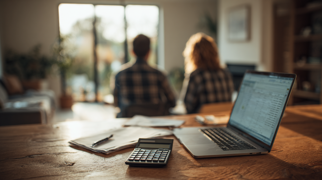 Simulation de prêt immobilier avec calcul des mensualités sur ordinateur avant emprunt