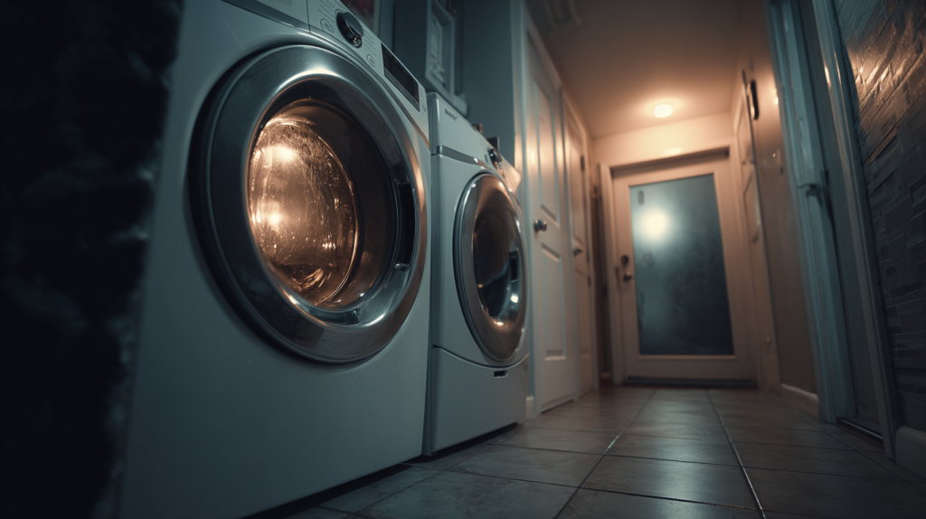 Axe de tambour de lave-linge cassé avec un technicien examinant la pièce.