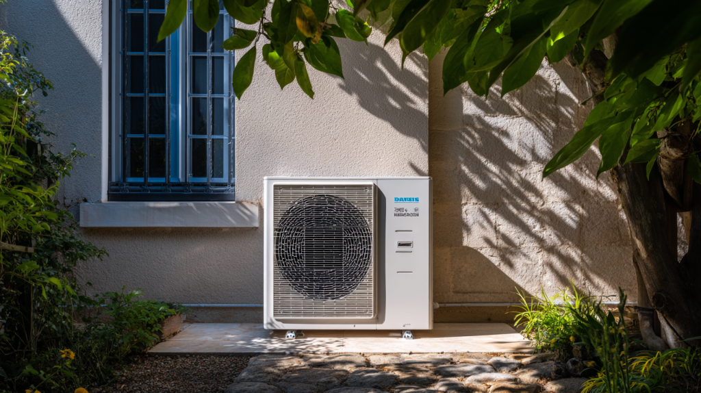 Installation de climatisation moderne dans une maison en Essonne avec unité intérieure et extérieure visibles
