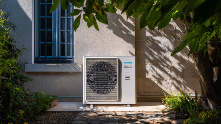 Installation de climatisation moderne dans une maison en Essonne avec unité intérieure et extérieure visibles