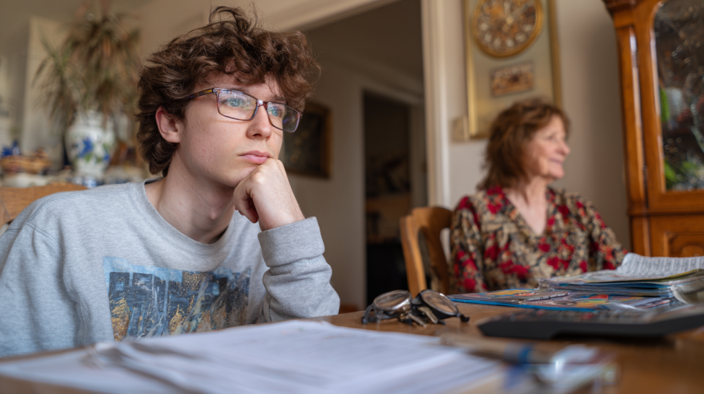 Personne jeune adulte s’occupant de la maison d’un parent placé en EHPAD