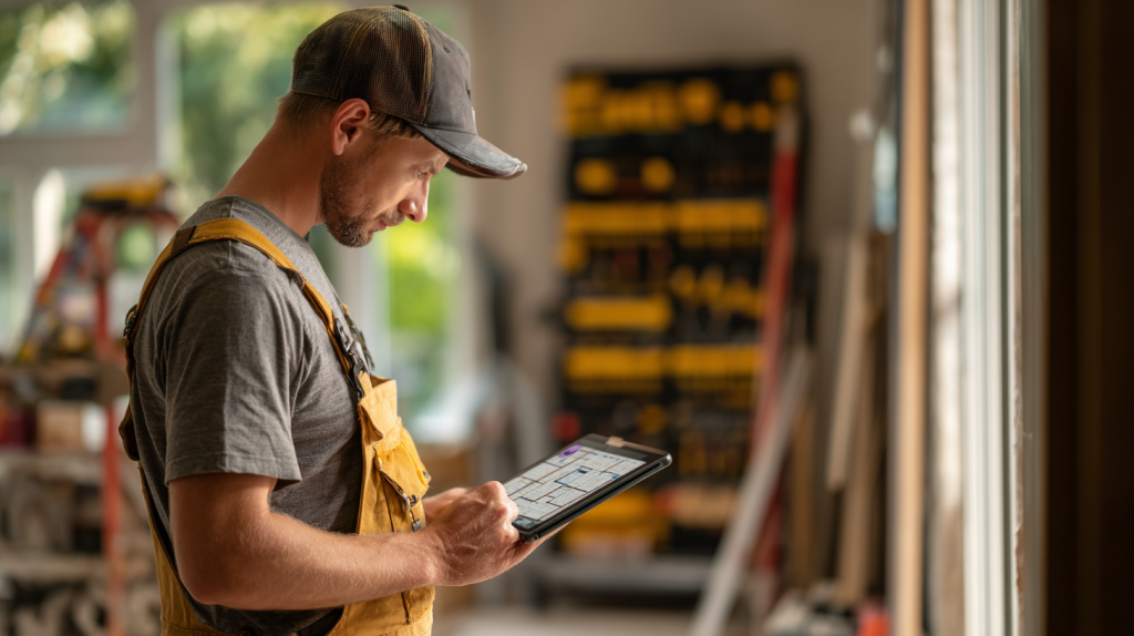 Peintre consultant un planning digital organisé pour gérer ses rendez-vous et chantiers plus efficacement