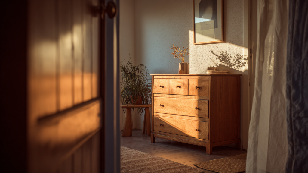 Commode et armoire dans une chambre moderne pour comparer les solutions de rangement