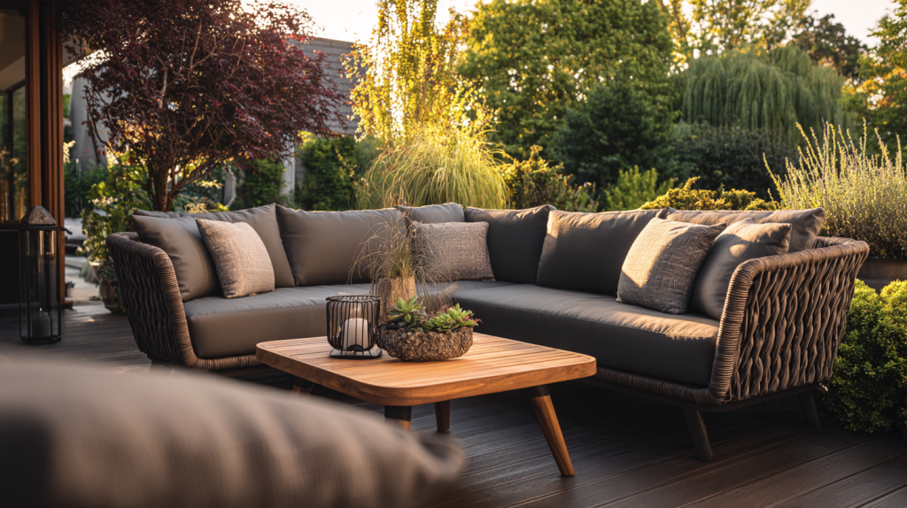 Mobilier de jardin moderne dans un aménagement extérieur design