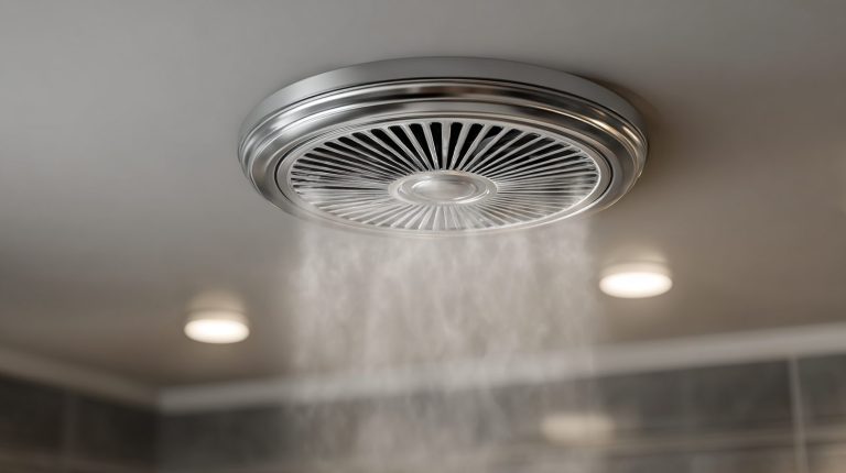 VMC de salle de bain qui reste allumée en continu avec bouche d’aération au plafond