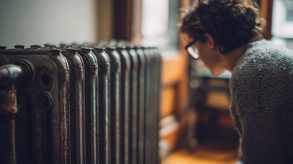 bruit tuyau chauffage collectif : radiateur et tuyaux bruyants dans un appartement