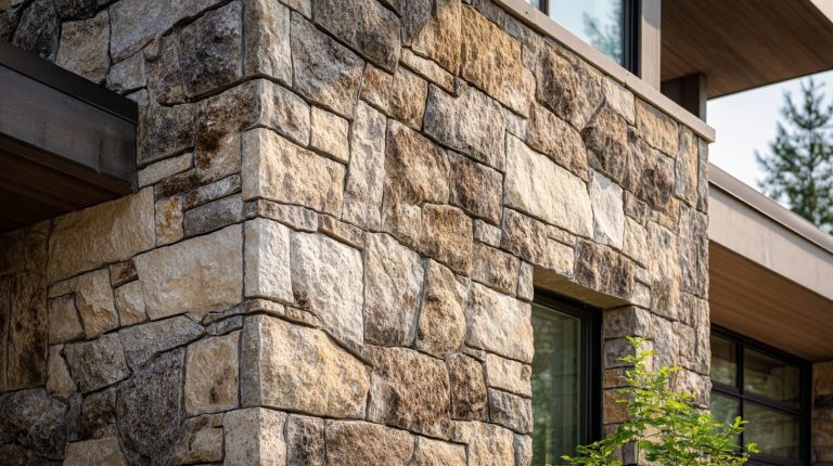 Façade de maison avec pierre de parement naturelle pour sublimer l’extérieur