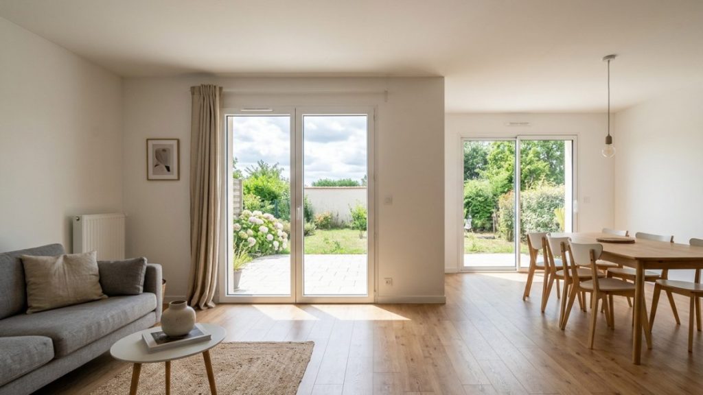 dimension standard porte-fenetre double battant dans une maison moderne lumineuse