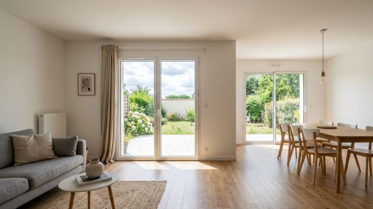 dimension standard porte-fenetre double battant dans une maison moderne lumineuse